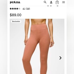 XL Prana Heavana leggings in Terracotta